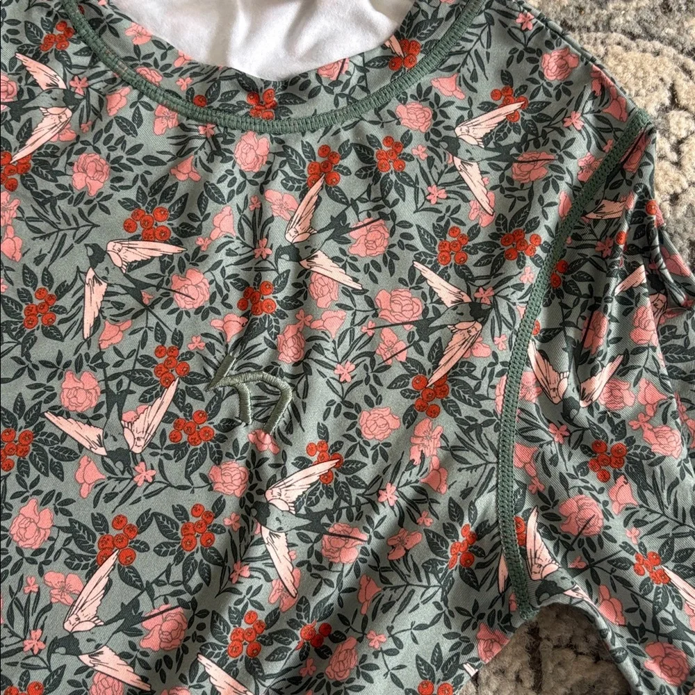 Kari Traa Floral Fryd Baselayer Top & Leggings Pink Green lightweight base layer - Picture 5 of 11